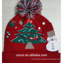 16ZQ603 Christmas Tree knit LED christmas beanie